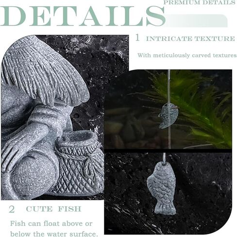 Sandstone Mini Fisherman Statue Old Man Figurine Sitting Fishing Elder Sculpture Asian Zen Decoration Vintage Ornament for Fish Tank Pot Garden Home - Style C in Saudi Arabia