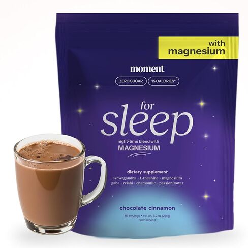 Moment Sleep Powder (Shark Tank) | Hot Chocolate | Melatonin Alternative | 0 Sugar | Low Calorie | Mushroom Drink | Adaptogens, Reishi, GABA, Magnesium, Chamomile | Keto | Dairy Free | 15 Servings in Saudi Arabia