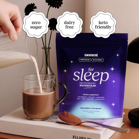 Moment Sleep Powder (Shark Tank) | Hot Chocolate | Melatonin Alternative | 0 Sugar | Low Calorie | Mushroom Drink | Adaptogens, Reishi, GABA, Magnesium, Chamomile | Keto | Dairy Free | 15 Servings in Saudi Arabia
