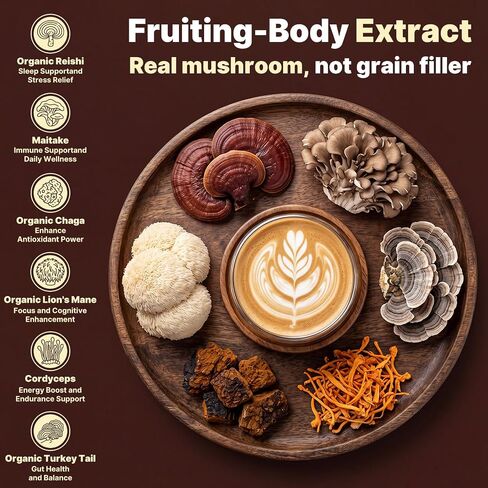 BloomRenew Mushroom Coffee, No Earthy Aftertaste Instant Coffee with Fruiting Body Extract Lion's Mane & Turkey Tail for Focus, Energy, Quick Dissolve, 14 Travel Stick Packs in Saudi Arabia