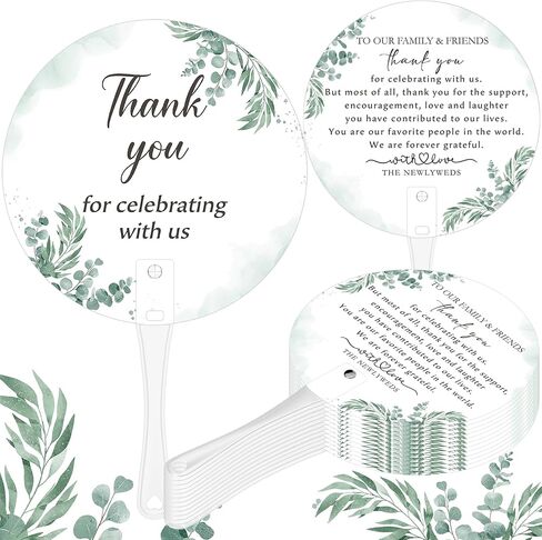 100 Pcs Wedding Hand Fans for Guests Bulk, Wedding Favors Fans with Handle Thank You for Celebrating with Us for Ceremony Bridal Shower Party Decor (Flowers) in Kuwait
