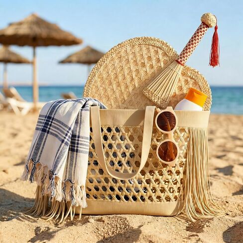 Goaste 2 Packs Hand Woven Round Wheat Straw Fans, Natural Handheld Fan for Summer Cooling, Rustic Chinese Manual Fan for Wedding Palm, Home Decor, Photo Prop, Elderly Travel Supplies & Personal Gift in Kuwait