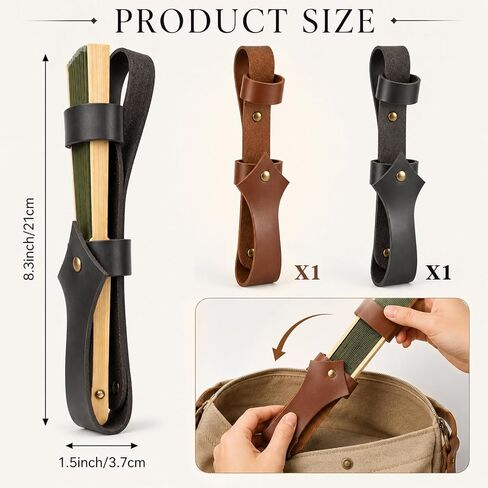 2PCS Leather Fan Holster Belt Holster for Folding Fans 8.5 Inch Handheld Fans Holder Carrier Hand Fan Accessory for Festivals Dance Party Steampunk Goth Lolita Renaissance Fairs Outfit (Brown Black) in Kuwait