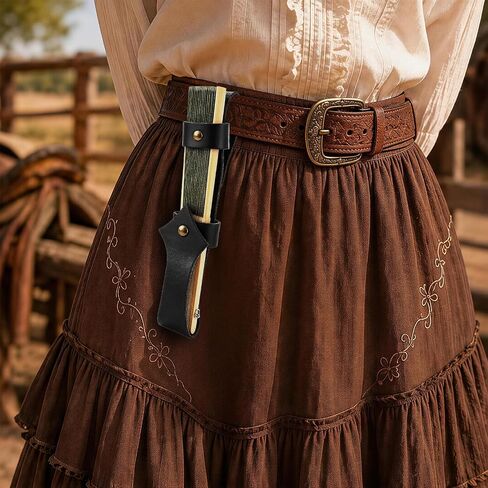 2PCS Leather Fan Holster Belt Holster for Folding Fans 8.5 Inch Handheld Fans Holder Carrier Hand Fan Accessory for Festivals Dance Party Steampunk Goth Lolita Renaissance Fairs Outfit (Brown Black) in Kuwait