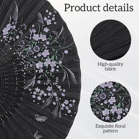Folding Hand Fan for Women, Black Handheld Fan with Tassel, Chinese Handheld Decorative Foldable Fans for Weddings Parties Dancing Home Decor in Saudi Arabia
