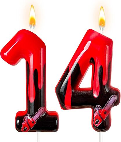 8th Dripping Blood Number Cake Candles | Horror Themed Birthday Cake Decoration for Halloween, Gothic Party, Special Events | Numeric Candles for Cake Toppers (Red, 8) in Saudi Arabia