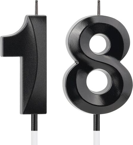 18th Birthday Decorations for Boys Girls, Black Number 18 Birthday Candle for Cake, 4.7 Inch Number 18 Candle Cake Topper, 18th Birthday Candles for Girls Boys, Milestone Party Supplies in Kuwait