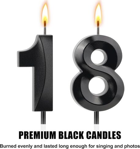 18th Birthday Decorations for Boys Girls, Black Number 18 Birthday Candle for Cake, 4.7 Inch Number 18 Candle Cake Topper, 18th Birthday Candles for Girls Boys, Milestone Party Supplies in Kuwait