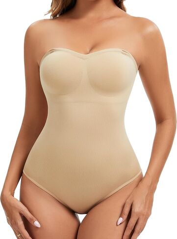 Strapless Shapewear for Women,Tummy Control Bodysuit With Built In Bra,Seamless Body Shaper Tube Top Body Suit in Kuwait