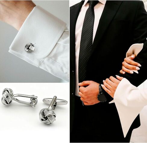 Mens Cufflinks -Plating Silver Floral Modern Cuff Links for Wedding & Formal Business 3 pack Cufflinks for Men Set in Saudi Arabia