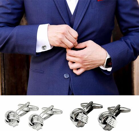 Mens Cufflinks -Plating Silver Floral Modern Cuff Links for Wedding & Formal Business 3 pack Cufflinks for Men Set in Saudi Arabia