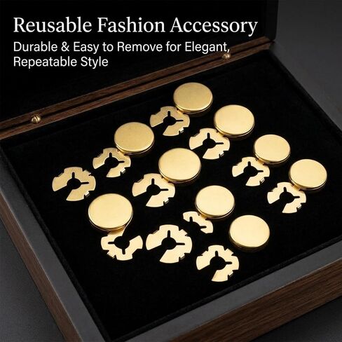 12 PCS Button Covers for Women Blouses, 2 Sizes Brass Round Cuff Button Cover Gold Buttons Covers Blank Cuff Links for Men's and Women's Business or Formal Shirts in Kuwait