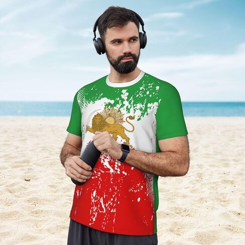 Emblem of Iran Lion and Sun 1979-1980 (5) T-Shirt Sports Jerseys Patriotic for Running Soccer Fitness in Saudi Arabia