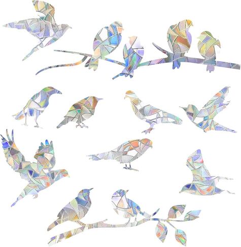 2 Sheets Bird Window Decals Anti Collision Static Clings Bird Window Strike Prevention Prismatic Non-Adhesive Rainbow Vinyl Suncatcher Stickers in Kuwait