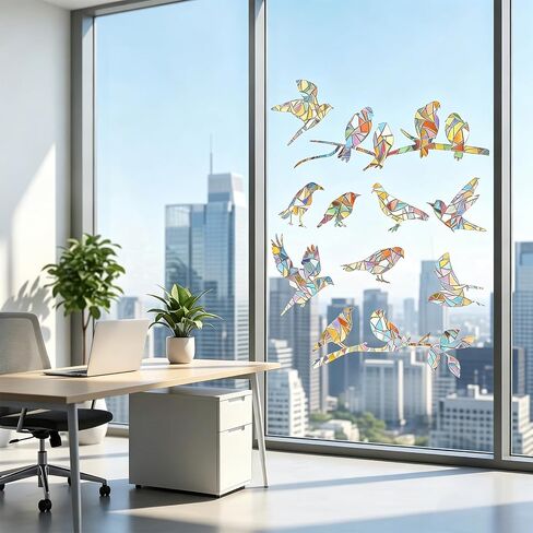 2 Sheets Bird Window Decals Anti Collision Static Clings Bird Window Strike Prevention Prismatic Non-Adhesive Rainbow Vinyl Suncatcher Stickers in Kuwait