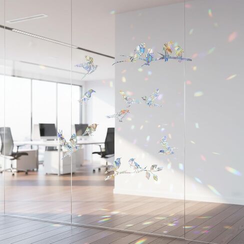 2 Sheets Bird Window Decals Anti Collision Static Clings Bird Window Strike Prevention Prismatic Non-Adhesive Rainbow Vinyl Suncatcher Stickers in Kuwait