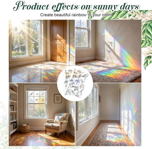2 Sheets Bird Window Decals Anti Collision Static Clings Bird Window Strike Prevention Prismatic Non-Adhesive Rainbow Vinyl Suncatcher Stickers in Kuwait