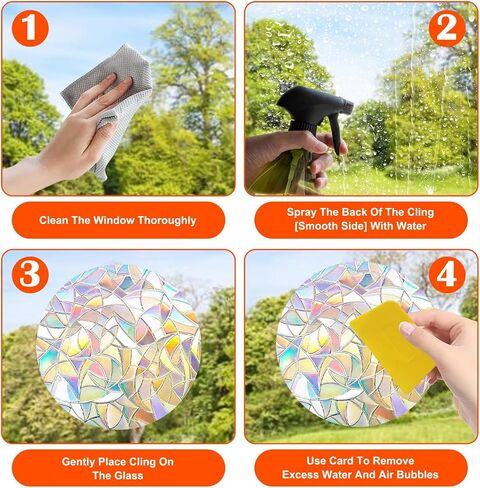 Window Decals Window Rainbow Decal Rainbow Sticker Glass Anti Collision Star Window Decals to Prevent Bird Strikes from Hitting Windows for Bird Sun Catcher Stickers Silver for Glass (Star-45) in Saudi Arabia