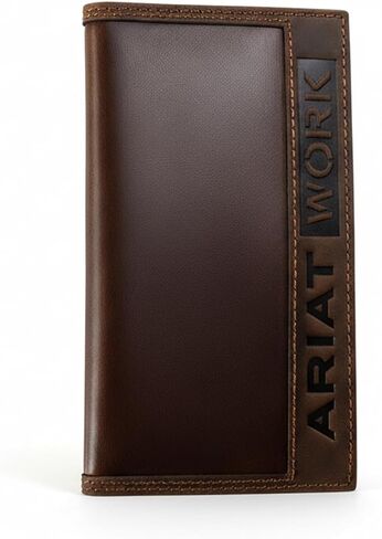 ARIAT Men's Smooth Inlay Work Rodeo Wallet, RFID Blocking, Two-Tone Leather, Brown in Kuwait
