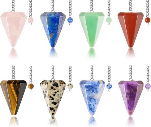 Wowagoga Crystal Pendulum Set Natural Amethyst and Clear Quartz Pendulums Gemstone Pendants for Dowsing and Energy Work Spiritual Insight in Saudi Arabia