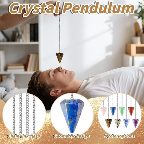 Wowagoga Crystal Pendulum Set Natural Amethyst and Clear Quartz Pendulums Gemstone Pendants for Dowsing and Energy Work Spiritual Insight in Saudi Arabia