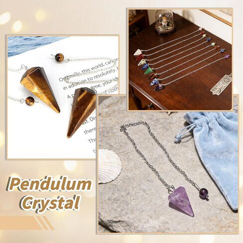 Wowagoga Crystal Pendulum Set Natural Amethyst and Clear Quartz Pendulums Gemstone Pendants for Dowsing and Energy Work Spiritual Insight in Saudi Arabia