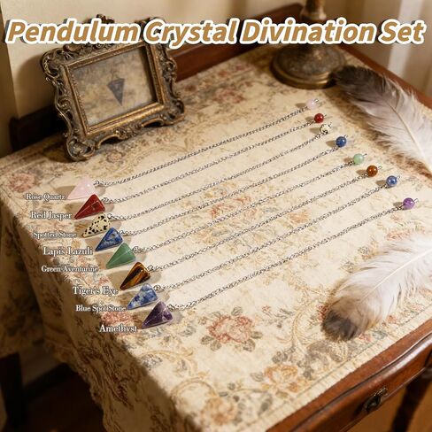 Wowagoga Crystal Pendulum Set Natural Amethyst and Clear Quartz Pendulums Gemstone Pendants for Dowsing and Energy Work Spiritual Insight in Saudi Arabia