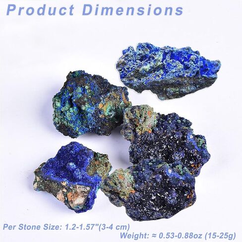 Erliway 1 Pcs Azurite Raw Stone, Natural Raw Azurite Malachite Crystal, 1.2-1.57" Rough Azurite Malachite Mineral Specimen Combination Stone for Home Office Decor Display & Spiritual Use in Saudi Arabia