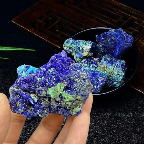 Erliway 1 Pcs Azurite Raw Stone, Natural Raw Azurite Malachite Crystal, 1.2-1.57" Rough Azurite Malachite Mineral Specimen Combination Stone for Home Office Decor Display & Spiritual Use in Saudi Arabia