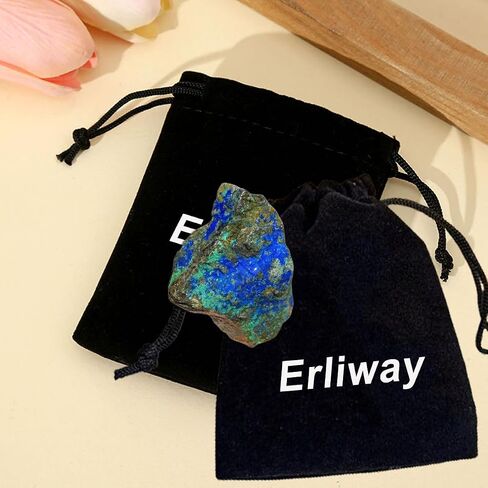 Erliway 1 Pcs Azurite Raw Stone, Natural Raw Azurite Malachite Crystal, 1.2-1.57" Rough Azurite Malachite Mineral Specimen Combination Stone for Home Office Decor Display & Spiritual Use in Saudi Arabia