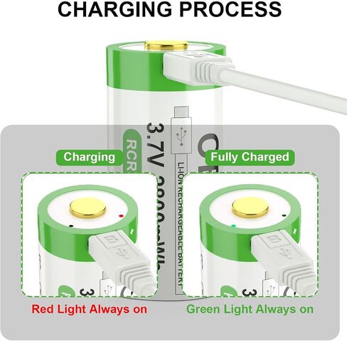 8 Pack Ni-MH Rechargeable 1634 Batteries, 2800mAh USB-C Green Button Top 16x34mm Ideal for Flashlights, Outdoor Lights & Electronic Toys in Saudi Arabia