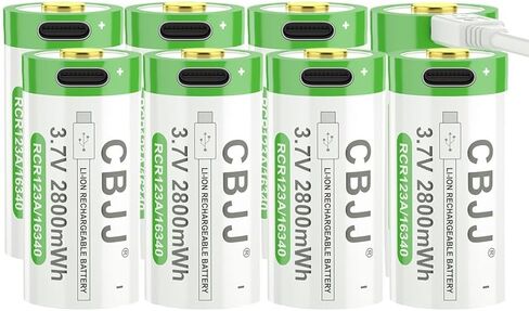 8 Pack Ni-MH Rechargeable 1634 Batteries, 2800mAh USB-C Green Button Top 16x34mm Ideal for Flashlights, Outdoor Lights & Electronic Toys in Saudi Arabia