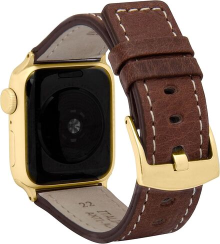 Bandini Mens Leather for Apple Watch Band 46mm 45mm 42mm 44mm 41mm 40mm 38mm 49mm & Ultra 1 & 2 for Men, Square Tip Band Fits Apple Watch Series 10 9 8 7 6 5 4 3 2 1 SE in Kuwait