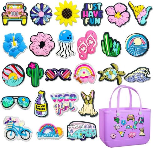 Beach Charms for Bogg Bag, Southern Beachs Tote Insert Decorations, Cute PVC Rubber Hawaiian Summer Bag Charms fits for Bogg, Decorative Accessories to Customize Your Beach Tote Bag in Kuwait