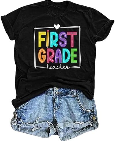First Grade Teacher Shirt for Women: Teach Life T-Shirt Tops Teching Gift Short Sleeve in Saudi Arabia