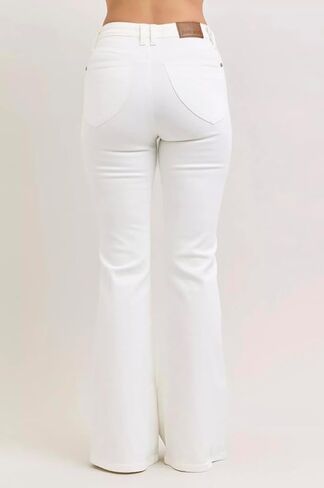 Judy Blue High Rise Tummy Control Flare Jeans in White 33" Inseam Jeans- Ivory Gem in Kuwait