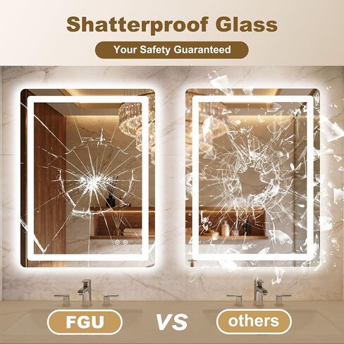 LED Bathroom Vanity Mirror with Lights, Front Light and Backlit, 2 Pack 32x24 Lighted Vanity Mirrors for Bathroom, Dimmable Brightness, Anti-Fog, 3 Colors, Memory Function, Shatterproof Tempered Glass in Saudi Arabia