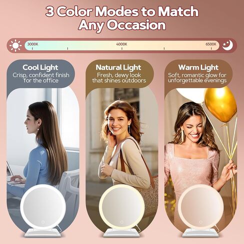 MIYADIVA Vanity Mirror with Lights, Lighted Makeup Mirror with 30X Magnification, 90 LED for 3 Color Lighting and Adjustable Brightness, Touch Screen, Bedroom Dorm Mirror with Phone Holder Stand in Saudi Arabia