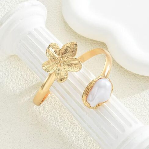 Gold Adjustable Arm Cuff for Women, Ocean Inspired Open Ocean Upper Arm Bracelet, 3D Nautilus/Scallop/Starfish Motif with Baroque Pearl, Boho Beach Summer Vacation Statement Jewelry in Kuwait