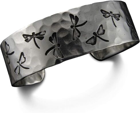 Jewelry Engraved Metal Collection Hammered Cuff Bracelet - Dragonflies in Saudi Arabia
