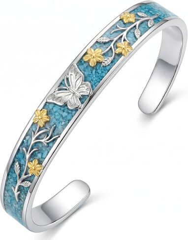 Cuff Bracelet for Women 18k White Gold Plated Silver Bangles Bracelet Jewelry Gifts for Women in Kuwait