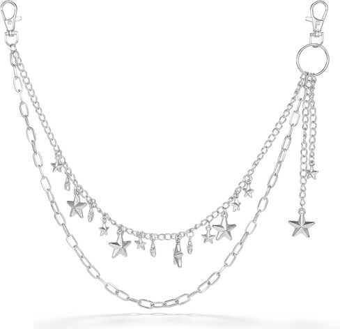 Punk Jean Wallet Chain Y2K Star Pants Chain Hip Hop Lock Charm Y2K Jewelry Hiphop Pocket Chains Accessory Gifts Fashion Trendy Waist Pants Chains for Women Men in Saudi Arabia