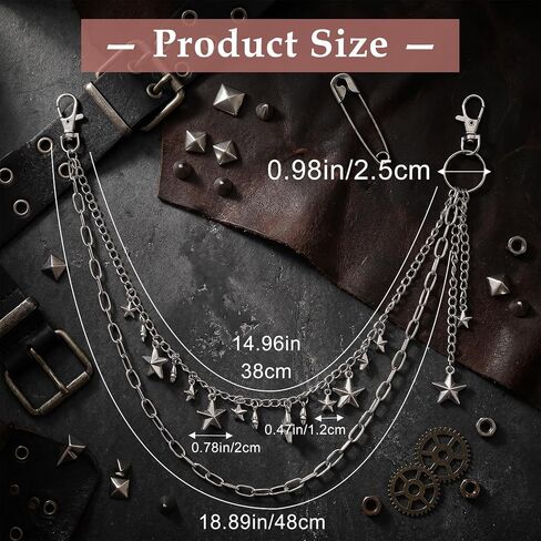 Punk Jean Wallet Chain Y2K Star Pants Chain Hip Hop Lock Charm Y2K Jewelry Hiphop Pocket Chains Accessory Gifts Fashion Trendy Waist Pants Chains for Women Men in Saudi Arabia