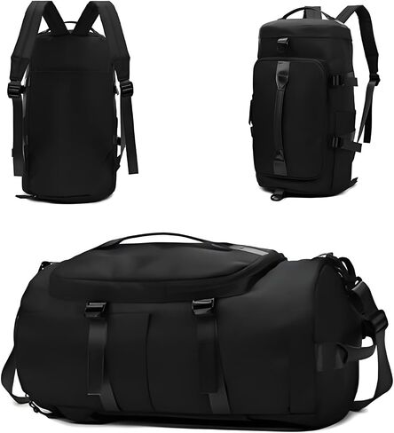 ZUEVI 3 In 1 Backpack Travel Duffle Bag for Men Women with Wet Pocket and Shoe Compartment Waterproof Gym Backpacks for Weekender Sports Training Yoga (Black) in Saudi Arabia