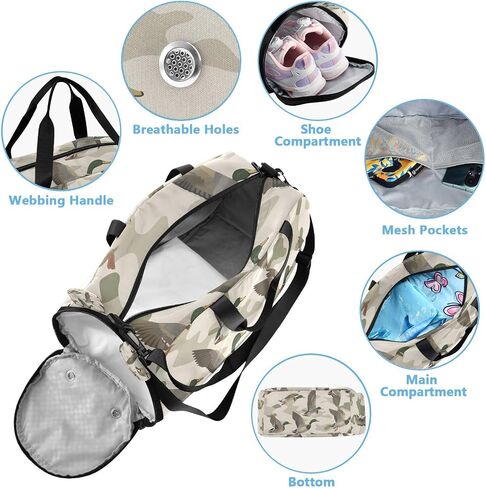 Travel Duffle Bag for Kids Boys Girls Wild Duck Camouflage Sports Bag Overnighter Duffle Sleepover Weekender with Shoes Compartment in Kuwait