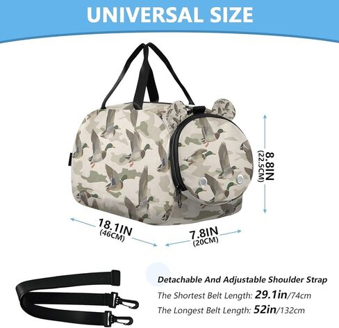 Travel Duffle Bag for Kids Boys Girls Wild Duck Camouflage Sports Bag Overnighter Duffle Sleepover Weekender with Shoes Compartment in Kuwait