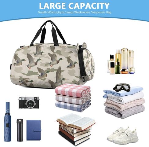 Travel Duffle Bag for Kids Boys Girls Wild Duck Camouflage Sports Bag Overnighter Duffle Sleepover Weekender with Shoes Compartment in Kuwait