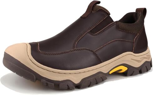 Men's Leather Slip On Waterproof Work Walking Outdoor Hiking Loafers Comfortable Casual Shoes in Saudi Arabia