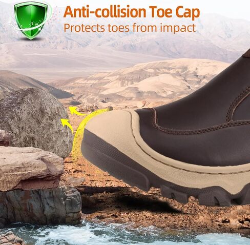 Men's Leather Slip On Waterproof Work Walking Outdoor Hiking Loafers Comfortable Casual Shoes in Saudi Arabia
