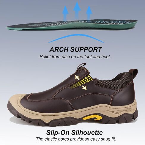 Men's Leather Slip On Waterproof Work Walking Outdoor Hiking Loafers Comfortable Casual Shoes in Saudi Arabia